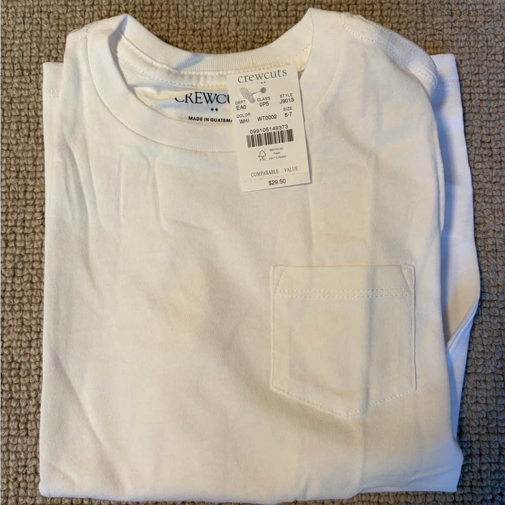 Bundle of Crewcuts Kids' Long Sleeve Tees - Green, Blue, and White (Size 6-7) - Picture 6 of 7